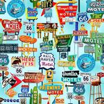 Route 66 by Michael Searle for Timeless Treasures Digital TTCD3059 Blue.