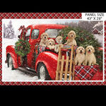 Santa Helpers by Northcott Fabric Panel 43" x 28" DP23537 Colour 24 Red Multi.
