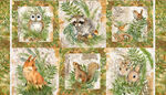 Tenderwood Panel Forest Babies for Northcott Fabrics 24172 Colour 12 Cream Multi