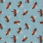 The Bee's Knees by Brandi Chanel for KK Fabrics Bees Allover Colour Blue.