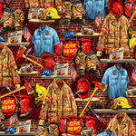 Timeless Treasures Digital CD2998 Pattern Dona Color Multi Fire Rescue.