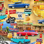 Timeless Treasures Digital CD3058 Pattern Michael Color Multi Route 66.