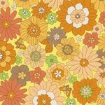 UN/NO Retro Japanese 100% Cotton UNO/NN2314-12B Flower On Yellow.