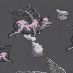 When Pigs Fly by Nutex Fabrics 89730 Colour 1. Charcoal.