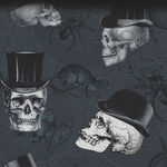 Wicked From Timeless Treasures Fabrics TTC1445 Charcoal. Pattern Skulls.