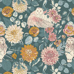 Willow Flannel by AGF Fabrics F-35600 Owl Things Floral Colour Teal.