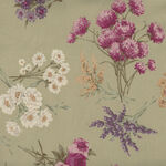 Yuwa Live Collection Made in Japan Cotton Floral Bouquets On Green.