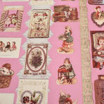 Yuwa Micci Collection Victorian Scraps Children Images on Pink MC314676-A